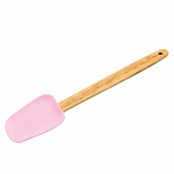 Cuchara Espatula De Silicon Mango De Madera 27 Cm Color Mix